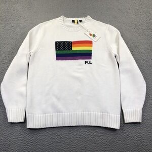 Polo Ralph Lauren Sweater Mens Extra Large Pride Flag Rainbow Knit RL Crewneck